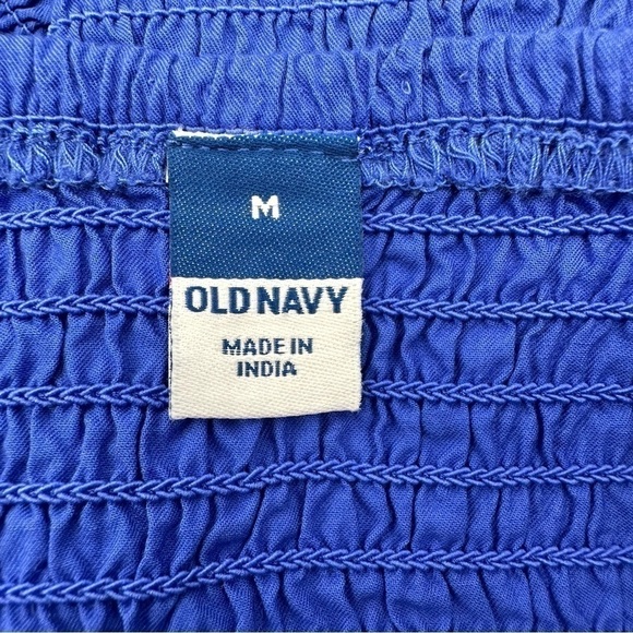 Old Navy Fitted Ruffle-Trim Smocked Cropped Top Batik Blue Size Medium - Picture 10 of 12